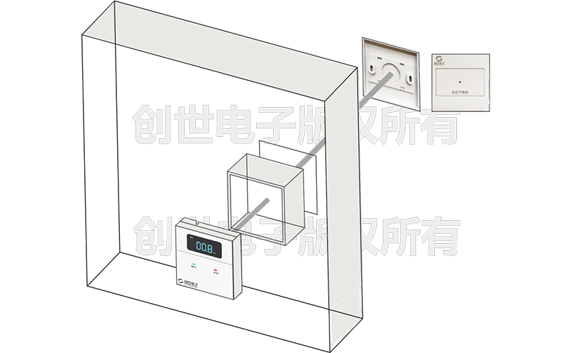 余压探测器与气管座安装连接示意图